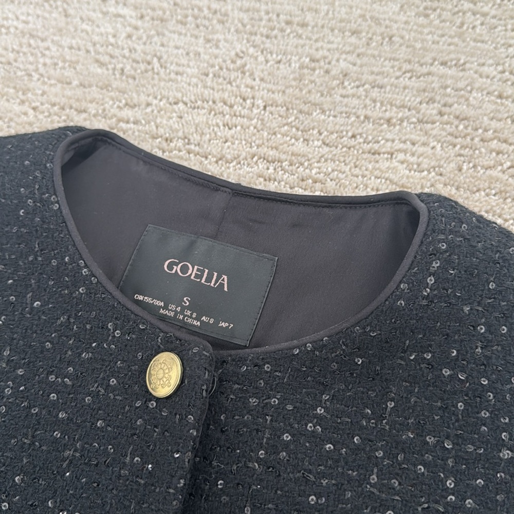 GOELIA Double-Layer Tweed Single-Breasted Dress With Pockets Size S - Picture 3 of 7